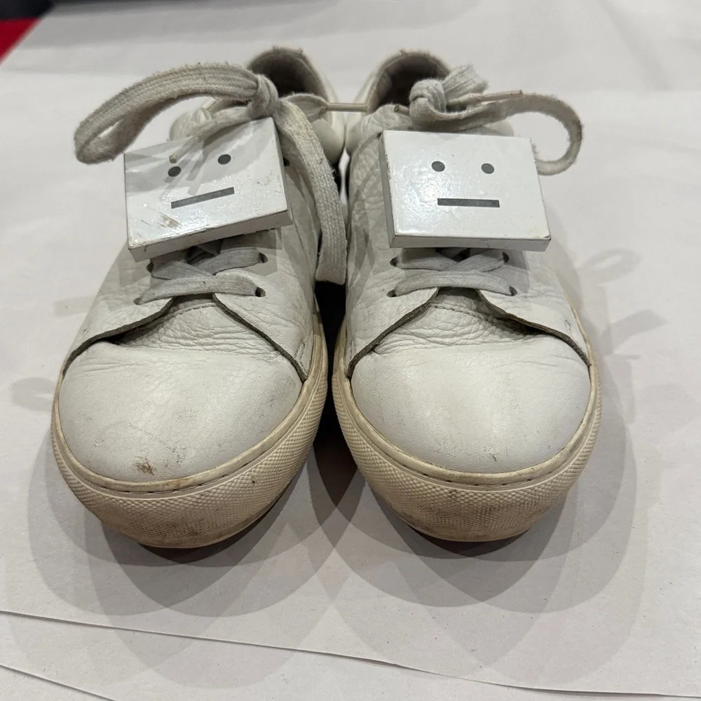 Acne Off-White Leather Sneakers - Picture 2 of 6